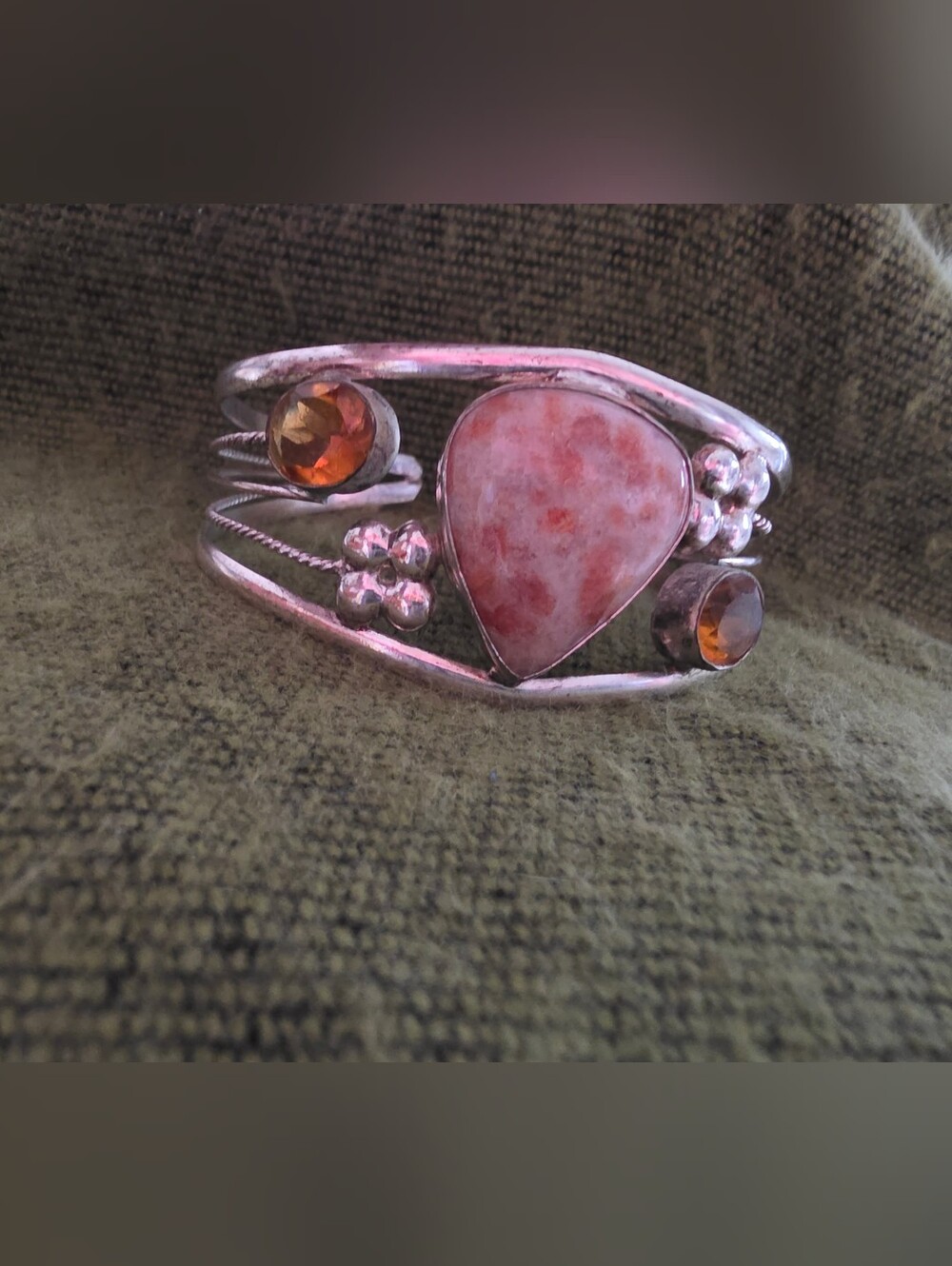 Natural STONE Silver Bracelet